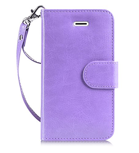 iPhone SE Case, iPhone 5S Case, iPhone 5 Case, Fyy [Top-Notch Series] Premium PU Leather Wallet Case Protective Cover for Apple iPhone SE (2016 Release) / 5S / 5 Lavender