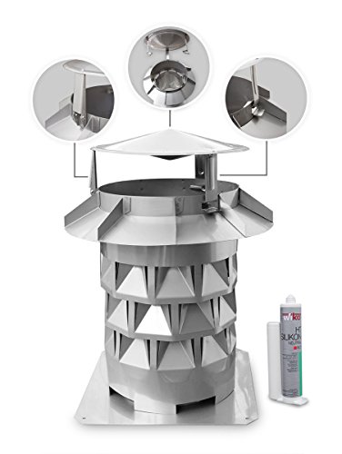 Ekon Schornsteinaufsatz Anthrazit mit Grundplatte + Silikon GRATIS (Ø 150) - 3