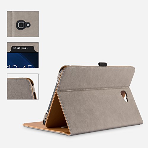 Galaxy Tab A 10.1 Hülle, E-Tree Smart Hülle Schutzhülle Tasche Folio PU-lederne Cover für Samsung Galaxy Tab A 10.1″ (SM-T580 / T585) Tablet – Grau - 7