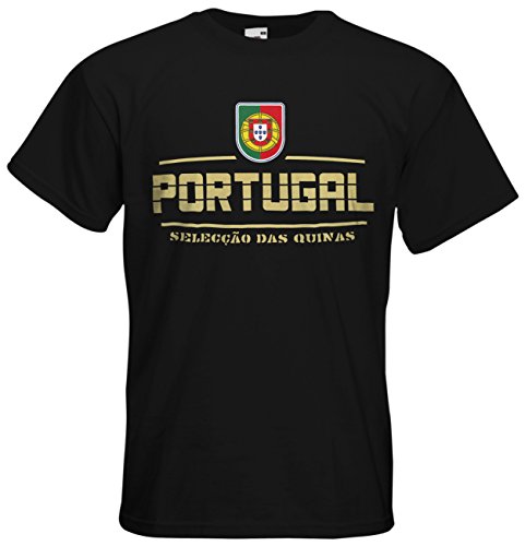 Portugal EM 2016 Fanshirt T-Shirt Trikot (Schwarz, XL)