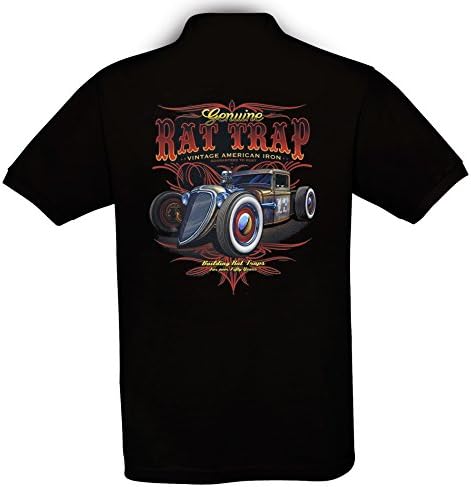 Ethno Designs Rat Trap - Men`s Hot Rod Polo-Shirt - Old School Rockabilly Vintage Shirt Retro Style - regular fit, black, size XXXL