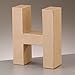 3D Letter "H" Paper Mache Signs Buff Papp Art Freestanding 17.5cm x 5.5cm (Letter H)