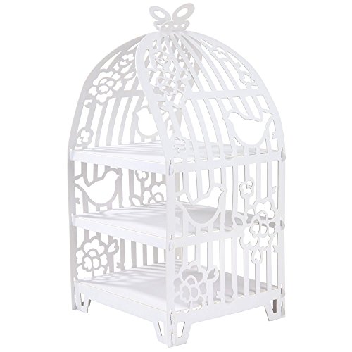 Talking Tables Vogelkäfig für Hochzeiten Cupcake Ständer aus Karton, Mikrofaser, Weiß - 2
