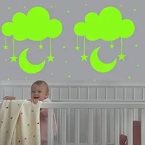 Ashamohar Glow in The Dark Stars for Ceiling Stickers Including The Glow Stars, Cloud, Crescent Moon Wall Decals Perfect for Kids Room Decor ( Pack of 3)