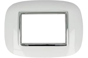 puntoluceled® Placca Oval Orbis Compatibile Axolute effetto Lucido Placche copri prese elettriche pulsante incasso Bianco Oro Lucido Cromo Silver Sabbia Bronzo Nero 3 Moduli Posti (BIANCO cod.00)