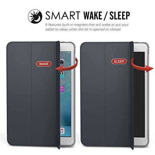 MoKo Hülle für iPad Mini 4 – PU Leder Tasche Schutzhülle Schale Smart Case mit Translucent Rücken Deckel, mit Auto Schlaf / Wach Funktion und Stanfunktion für Apple iPad Mini 4 2015 Genaration 7.9 Zoll IOS Tablet, Space Grau - 6