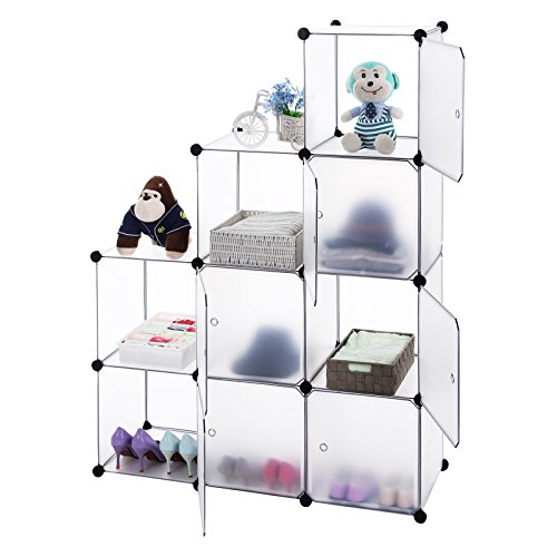 Songmics Regalsystem Aufbewahrung Badregale Kleiderschrank Schuhregal Sideboard Kommode Kapazität Aufbewahrungsbox 450L Weiß 112 x 112 x 37 cm LPC116W - 4