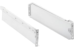 Amig - Set di 2 guide scorrevoli metalliche Mod.30 con ruote e lato del cassetto incluso per cassetti di mobili, cassettiere o armadietti | in acciaio finitura bianca | Dimensioni: 86 x 450 mm