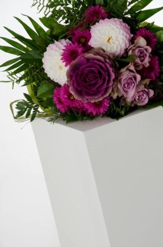 Podest Säule Blumensäule Dekosäule Blumenständer aus Fiberglas 100 cm hoch, Weiß Hochglanz - 5