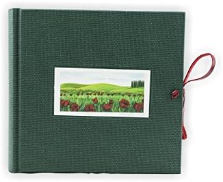 Photo Album Bound in Canvas, Green, H20xL20, Home Collection, Hand Made in Italy by Legatoria Toscana, Tuscan Handcrafted