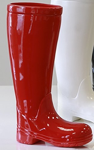 Schirmständer Stiefel aus roter Keramik 45 cm hoch