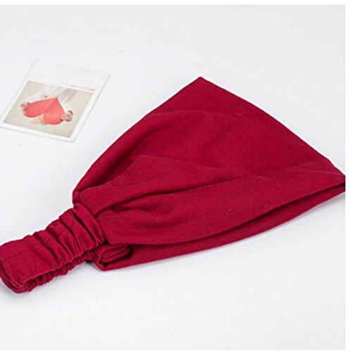 HuntGold 1XMädchen Dame Weit Yoga Schönheit Make-up Gesicht waschen Haarband Elastic Stretch Stirnband (weinrot) - 2