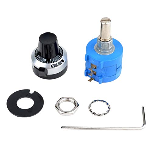 Preisvergleich Produktbild Delicacydex 3590 10-Gang-Potentiometer 50k Ohm Verstellbarer Multiturn-Widerstandswiderstand mit Drehknopf 6mm Schaft - blau