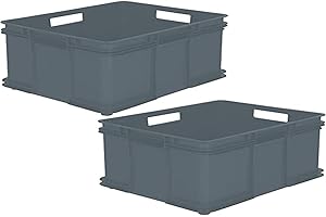 KEEEPER DISTRIBUCIONES DIEMPI ONLINE S.L Bruno 2x Caja de almacenaje Eurobox XXL, Plástico ECO (PP), 52 x 43 x 28 cm, 54 l, Gris, 52x43x28 cm c/u