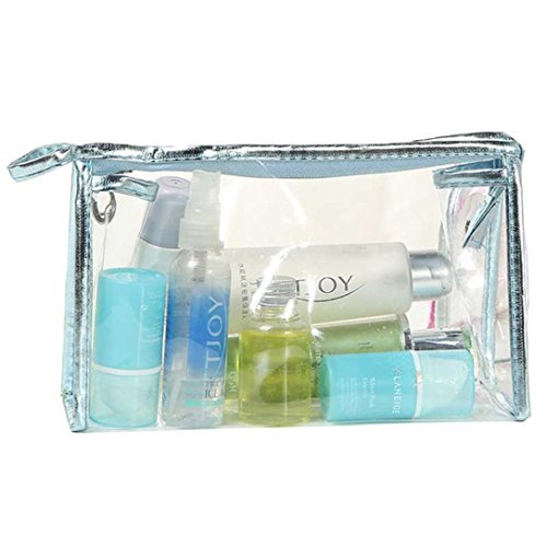 LHWY 1PC Clear Waterproof Storage Makeup Bags (Blue)