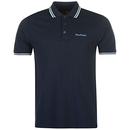 Pierre Cardin - Camisa Polo con punta - Camisa Polo para hombre manga corta - Camiseta azul azul marino Large