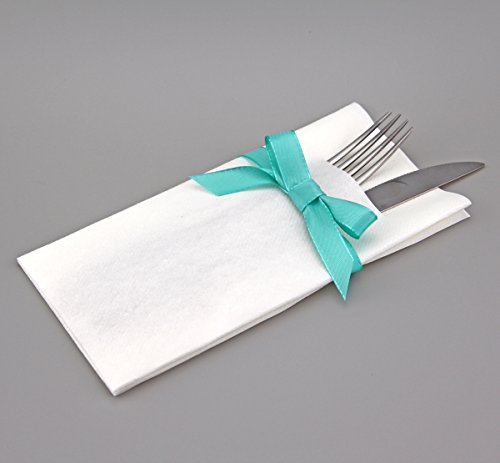 Besteckservietten Servietten WEISS Milchweiss Stoffähnlich Bestecktaschen mit Schlitz Premium Einweg Mundservietten Textil Alternative (6 Stück) - 2