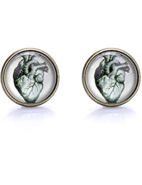 lureme® einfachen Stil Retro-anatomisches Herz Zeit gem Legierungsbolzen earrrings