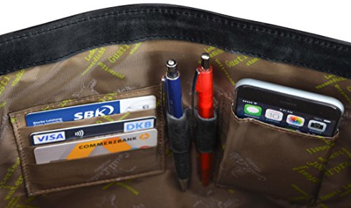 Gusti Leder studio „Phil“ Businesstasche mit wasserfestem Innenfutter 38 x 31 x 11 cm Laptoptasche 13″ Schwarz Grau 2B14-20-6wp - 8