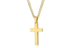 AEIOPRS 1 x męski łańcuszek ze stali nierdzewnej z wisiorkiem w kształcie krzyża dla mężczyzn i kobiet w kolorze złotym