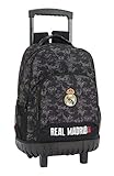 mochila escolar real madrid con carro Tamaño 32x45x21cm Real Madrid cf Mochila Grande con Ruedas Carro Fijo, Trolley, 45 cm, Negro
