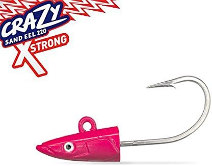 Fiiish Crazy Sand Eel Lures – 220 Head Jig 70 g – Fish Hook Extra Strong – rosa- Jig Head For Soft Lure of Vinyl – Fishing Spinning Jigging – Pack 1 Head 70 g