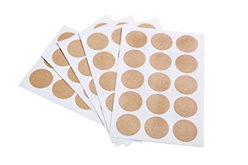 75 St. Klebepunkte im vintage look; 5 Bögen á 15 Stück mit 2,5 cm; selbstklebende Punkte Etiketten Sticker; Aufkleber aus Kraftpapier