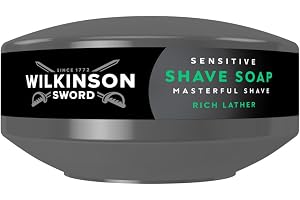 Wilkinson Sword raktvål för känslig hud. Perfekt för mäns toalettpaket, hemmabarberarkit, raktvål och skål för känslig hud, set med 1 st