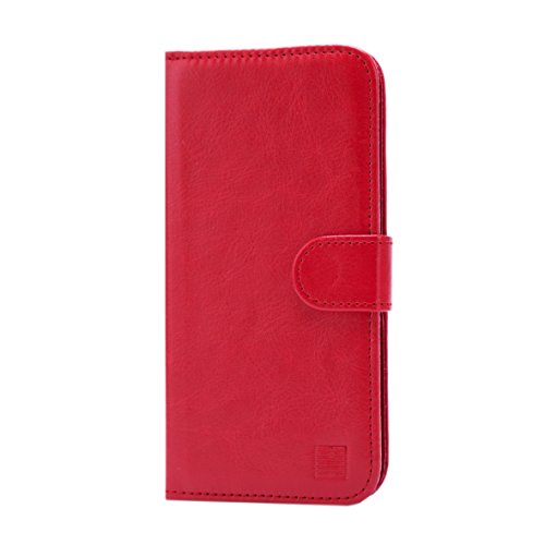 32nd   Funda Flip Carcasa de Piel Tipo Billetera para Xiaomi Redmi Note 4 con Tapa y Cierre Magn  tico y Tarjetero - Rojo