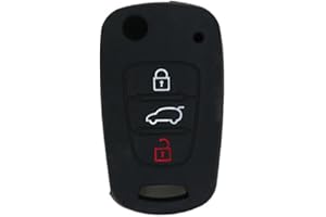 BROVACS Silicone Cover Protector Case Holder Skin Jacket Compatible with HYUNDAI KIA 3 Button Flip Remote Key Fob CV9100 Black