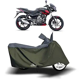 Black Hill Quality 100% Waterproof Two Wheeler Body Cover for Bajaj Pulsar 150 (Life Time Strip Grey)