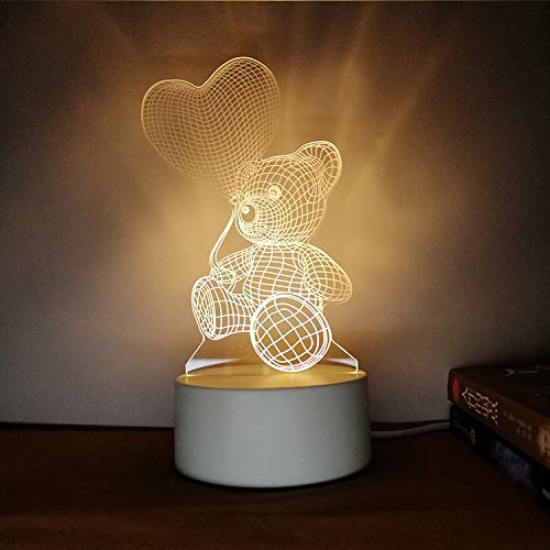 Preisvergleich Produktbild Kreatives Nachtlicht 3D dreidimensionale Beschriftung DIY Persönlichkeit Design Tischlampe Geschenk praktische sinnvolle Ballon Teddy DREI Farben 3W