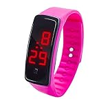 Tonsee LED Digitalanzeige Armbanduhr Fitness Armband Silikon Stoppuhren Sportuhren Schrittzähler Kalorienzähler Sport Smart Uhr Mode Sport Uhr Sportuhr für Damen Herren und Kinder (Rose rot)