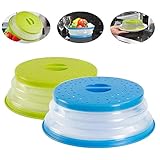 Fiyuer 2PCS Couvercle Pliable Micro Cloche Micro-Ondes rétractable,Top Plaque Protection Anti-éclaboussures avec orifices de Ventilation