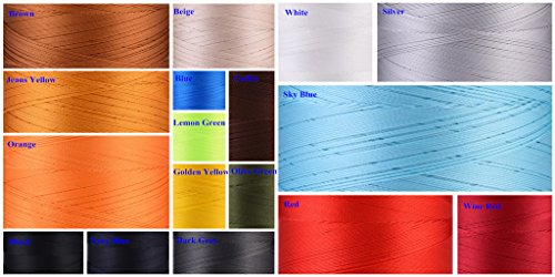 Selric® [1500 m / 22 verschiedene Farben erhältlich] UV-beständig Hohe Festigkeit Polyester Nähgarn #69 T70 210D/3, Für die Leder, Leinwand, im Freien verwendet, Sicken, Vorhängen, Brieftaschen, Schuhe, Zelte und mehr. Mehrfarbig - 5