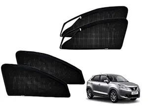 Auto Hub Zipper Magnetic Sun Shades Car Window Sunshade Compatible with Maruti Suzuki Baleno (Model : 2015-2021) - Pack of 4