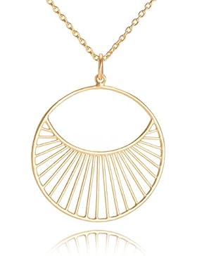 Pernille Corydon Damen Halskette Daylight - Lange Kette 80 cm runder Anhänger Silber vergoldet - N571g