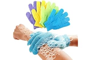 CRAFTLY BODY WASH EXFOLIATING SCRUB GLOVE – 2 Pair | Shower Scrub Exfoliator Wash Mitt | Bath Mitt For Men, Women, Kids | Dirt, Debris, Fake Tan & Dead Skin Remover | Body Loofah Scrub Cloth | Loofah Mitten