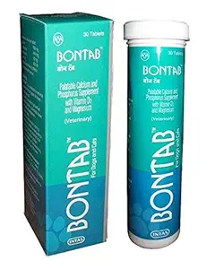 INTAS BONTAB Calcium and Vitamin Supplements 30 Tablets for Dogs and Cats (Pack of 3)