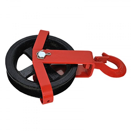 Jumbo-Shop 180mm Umlenkrolle mit Haken Seilwinde Seilzug Seilrolle Windenrolle Flaschenzug Baurolle Bau Aufzug *PROFI* - 2