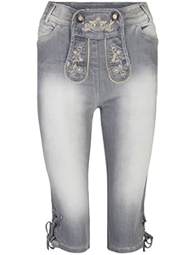 Damen Stretch Trachtenjeans Johanna (Gr. 34-50) Kniebund Jeans mit Lederhosenoptik