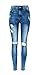 Produktbild iRachel Damen Jeans Hose Skinny Röhrenjeans Bleistifthose Hose Denim Dünn Rise Ripped Loch Bleistift Hose