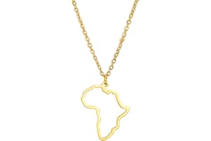 UNIFT Collier avec pendentif carte en acier inoxydable pour homme et femme - Personnalisable - Minimaliste - Avec pendentif carte de l'Afrique