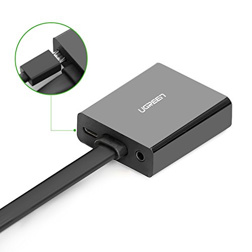 Ugreen HDMI auf VGA kabel Adapter 1080P HDTV Aktiv Audio Übertragung Konverterkabel unterstützt  für PC Laptop , Chromebook, Raspberry Pi, Macbook, Apple TV Schwarz