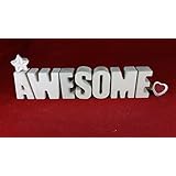 Beton, Steinguss Buchstaben 3 D Deko Schriftzug AWESOME als Geschenk verpackt!