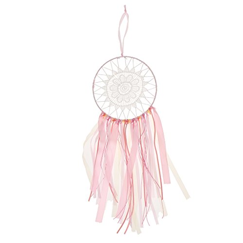 Böhmen Rosa Riibon Spitze Feder Traumfänger Hauptwanddekor Hängen - 8