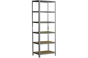 Shelf Creations Schwerlastregal 180 x 45 x 30 cm mit 6 Böden Stecksystem aus Metall verzinkt: Metallregal geeignet als Kellerregal, Lagerregal, Archivregal, Ordnerregal, Werkstattregal