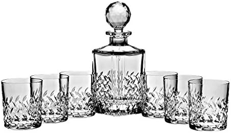 Set of 7 pieces, whiskey set, 6 whiskey galsses+ 1 decanter "INDUSTRIAL" LEAD CRYSTAL modern style MODERN STYLE (german crystal POWERED BY cristalica)