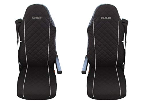 AVITON LTD - 2 x Camiones Fundas de Asiento Negro Fundas para Camiones DAF XF95 XF105 XF 105 95 LF Gris Refuerzo