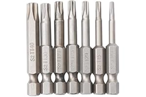 Angelkiss Juego de 7 puntas de destornillador Torx de 5 puntos, cabezal de seguridad Torx magnético de 1/4 pulgadas, juego de brocas de destornillador T10 T15 T20 T25 T27 T30 T40, S2
